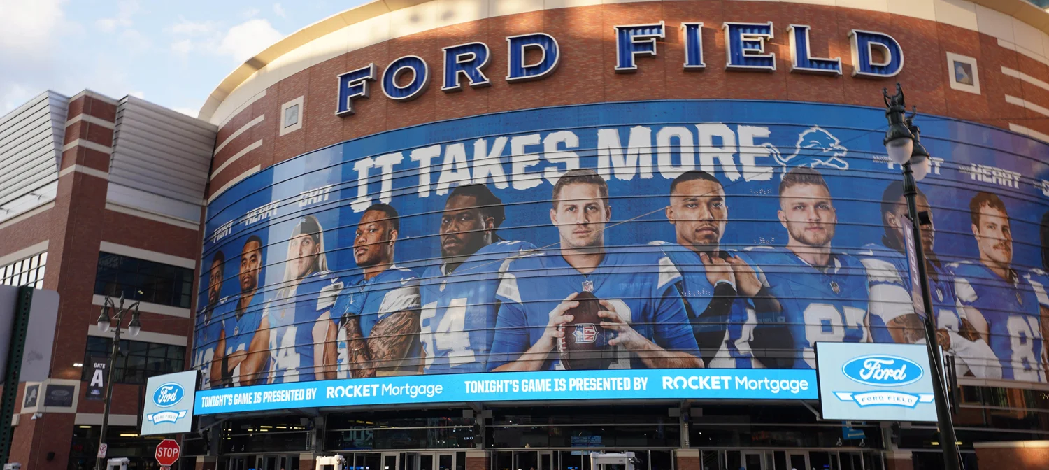 Front entrance of Ford Field in Detroit